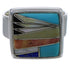 Multicolor Inlay Sturdy Sterling Silver Ring Size 8-1/4 WX39853